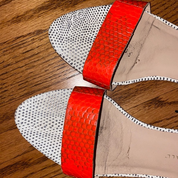 Loeffler Randall Sandals Alexa Seam Mixed Media Leather Shoe Lace Up Croc Color - Picture 3 of 6